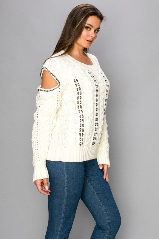 KNIT SWEATER WITH CHAIN DETAIL
