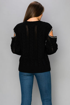KNIT SWEATER WITH CHAIN DETAIL