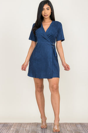 FIXED SUEDE BELTED MID DRESS