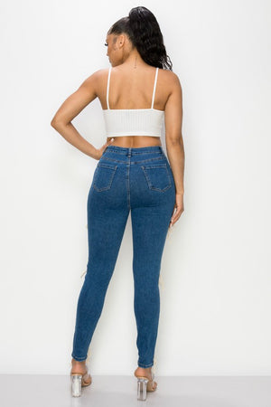 LACE DETAILED STRETCHY  DENIM JEANS